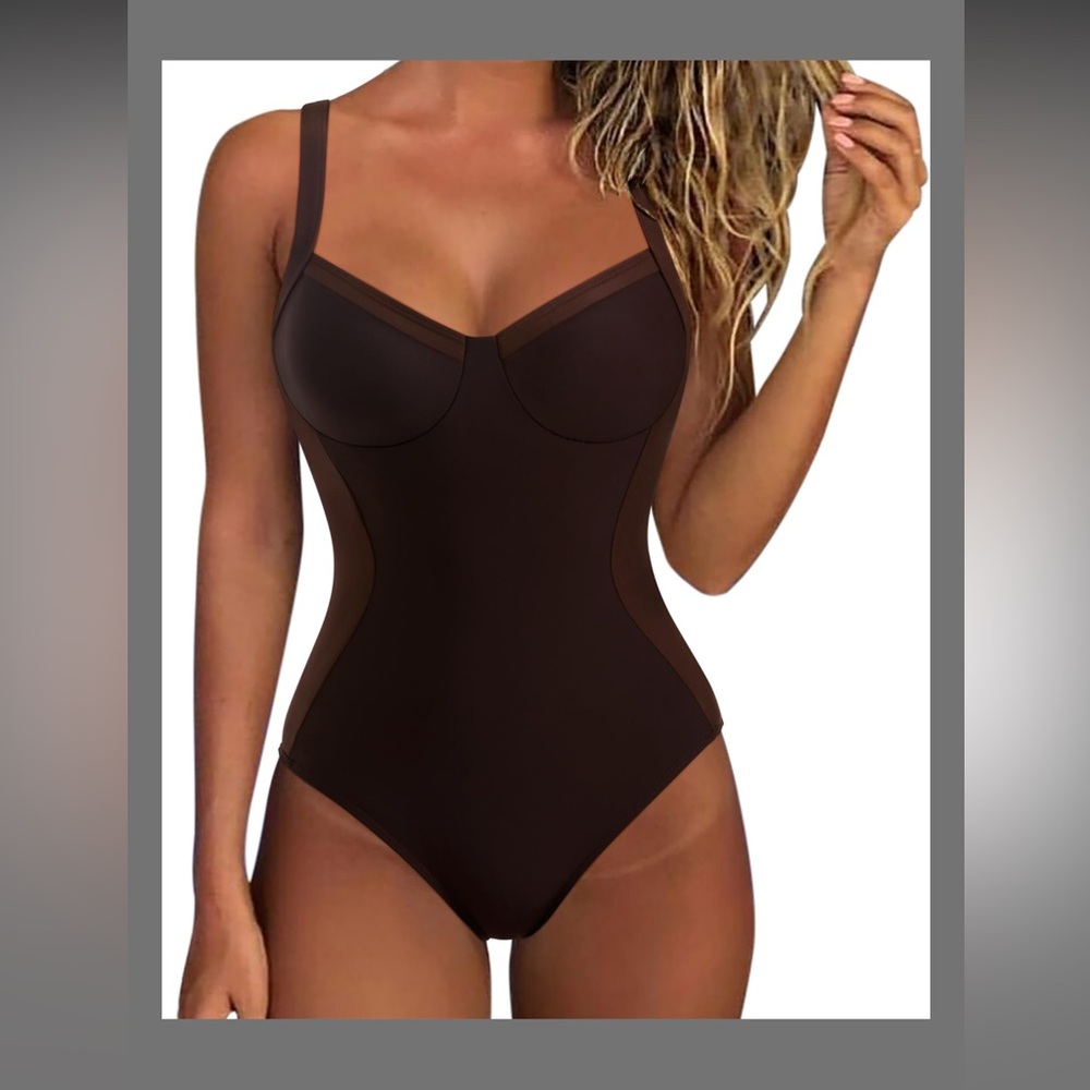 SUUKSESS Womens Tummy Control Slimming One Piece, Sexy V Neck  Push Up
